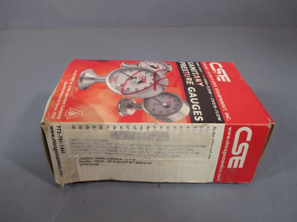 CSE MANÓMETROS SANITARIOS 3-1/2" SANI-FLOW 0-100PSI 3P-O-GF-BT-DRAG-VI Foto 3 de 4