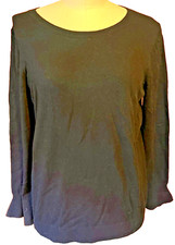 Talbots NEW Lambswool Blend Sweater X L Black Back Buttons NWT Flare Sleeves