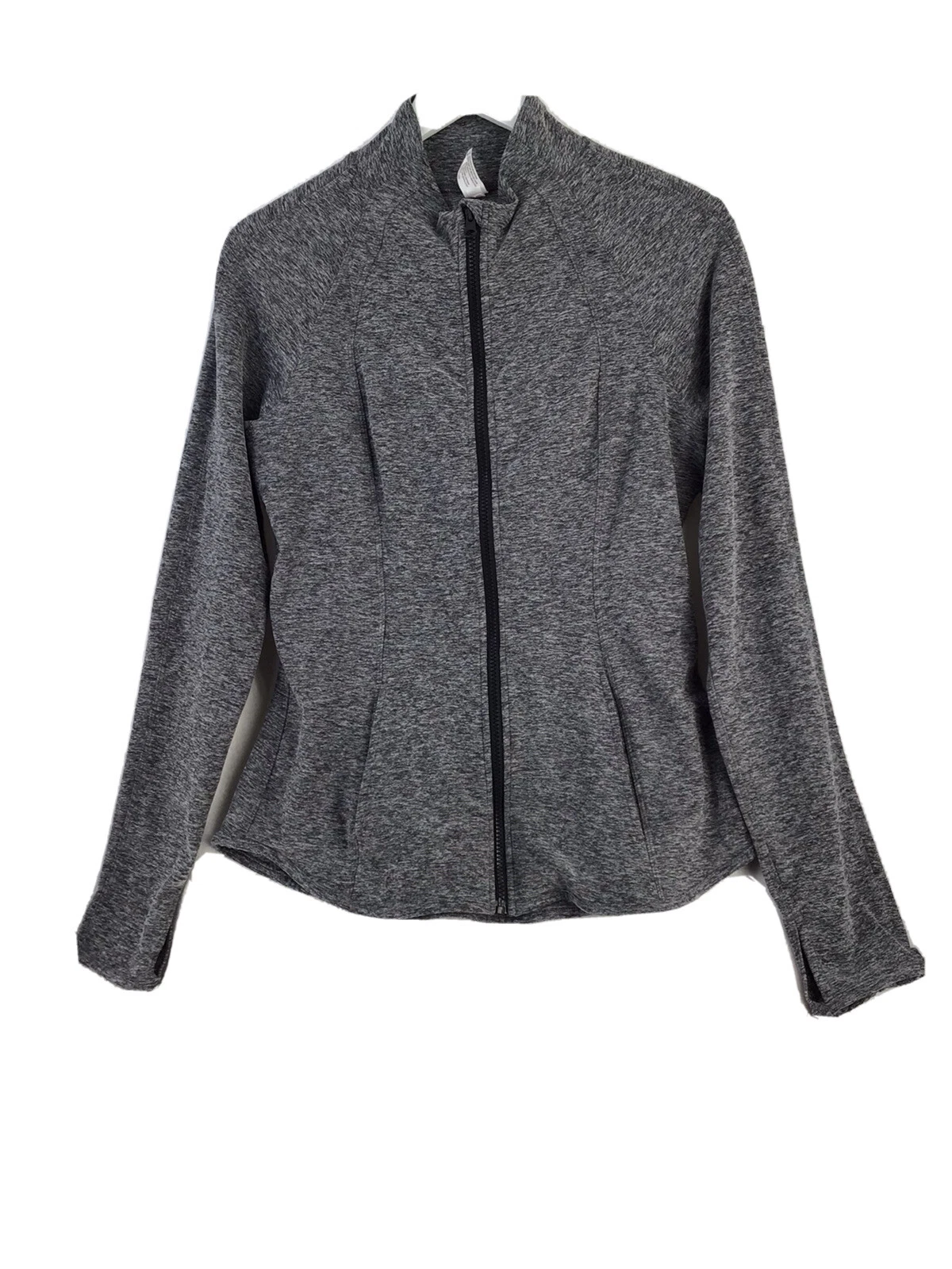 yogalicious lux heather flared bottom fitted full zip jacket