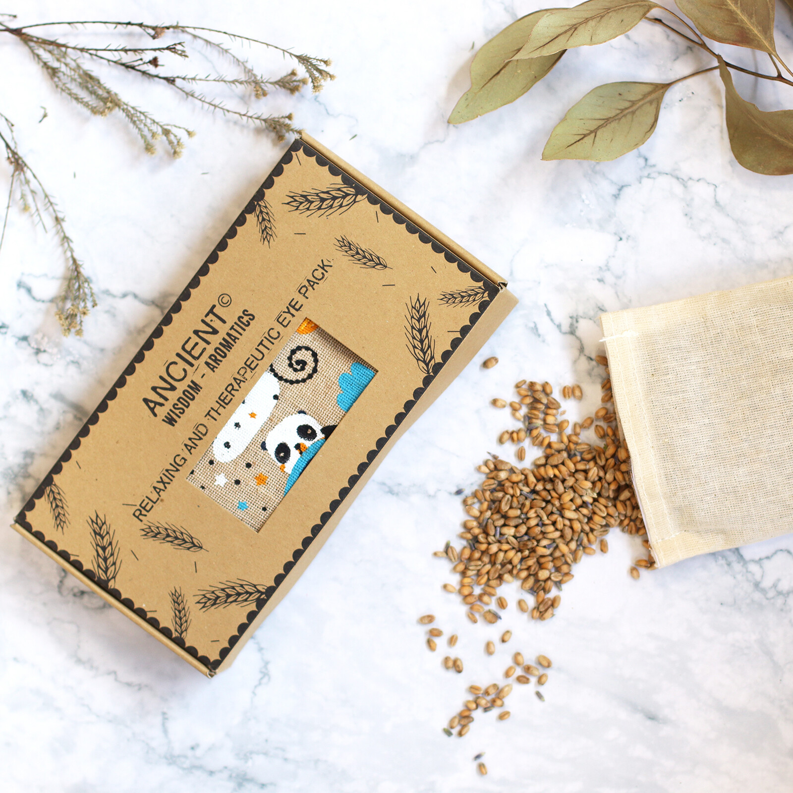 Ancient Wisdom SLEEPY PANDA Cotton Lavender & Wheat Eye Pillow for Relaxation