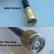 RG174 5 feet SMB FEMALE to RP-TNC MALE Female Pin RF Pigtail Cable US Assmbled