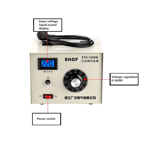 220V Single-phase Voltage Regulator Adjustable Variable Voltage AC Power Supply - Bild 2 von 6