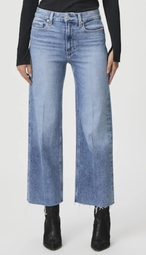 Paige Anessa Raw Hem Wide Leg Jeans - Bebop Blue - Damen 32 Neu mit Etikett