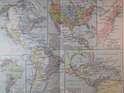 1902 HISTORY OF THE AMERICAS Map Atlas Vintage Color ORIGINAL 11.5