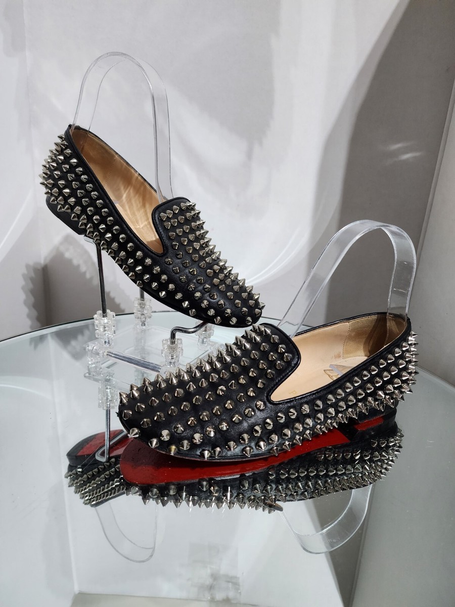 Christian Louboutin ブラック スパイク パンプス 35 Christian Louboutin Black Leather Silver Spike Studded