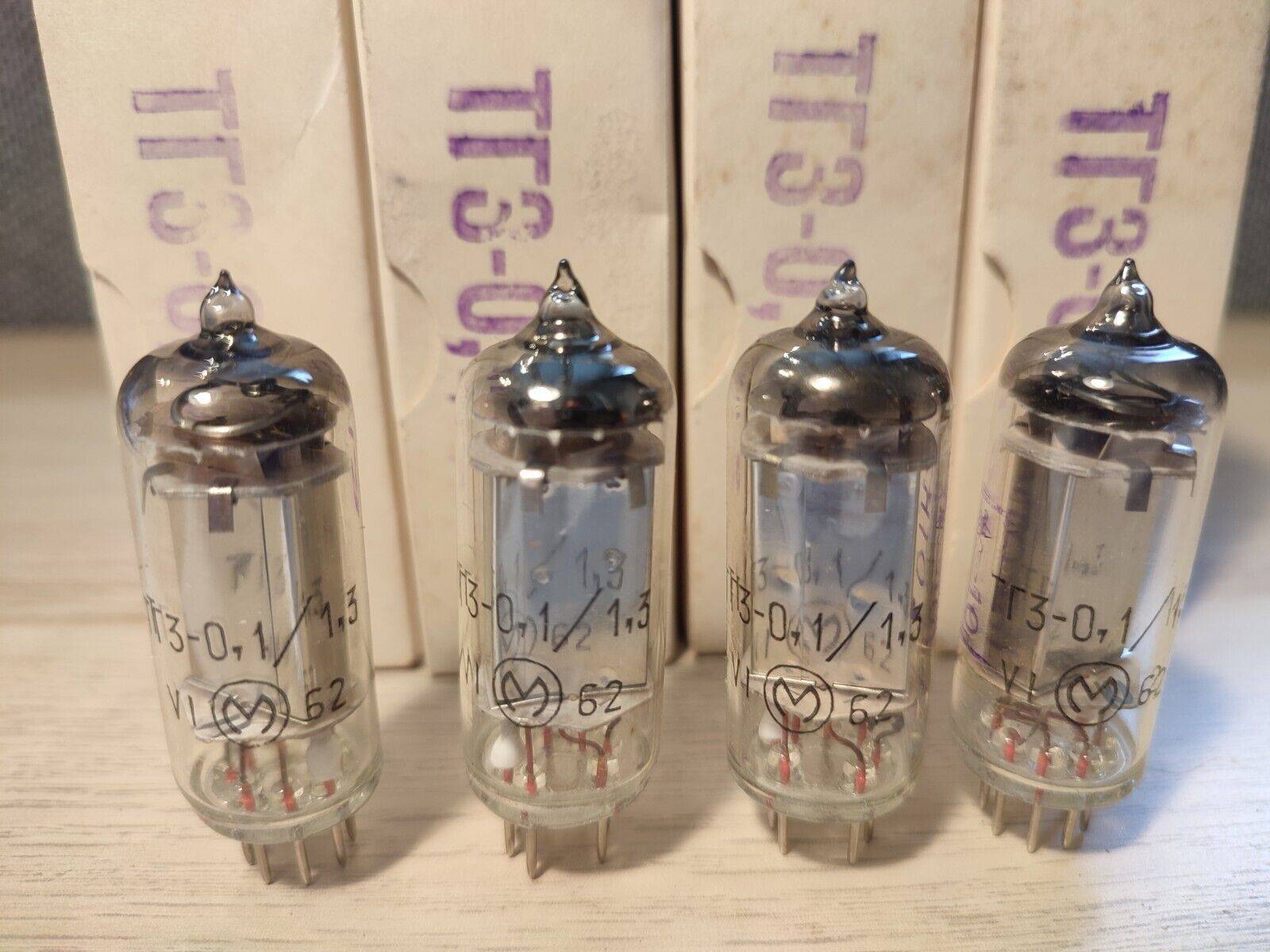 4 Soviet NOS TG3-0.1/1.3 Low-Power Tubes Boxed Set USSR Era