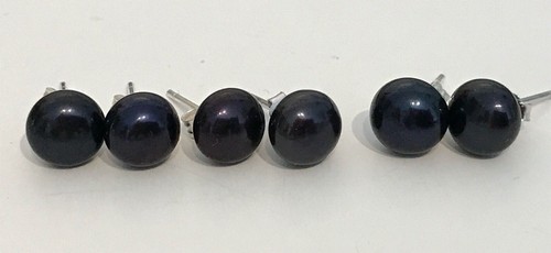 Freshwater Pearl Stud Earrings on 925 Sterling Silver Posts with Butterfly Backs - Picture 13 of 25
