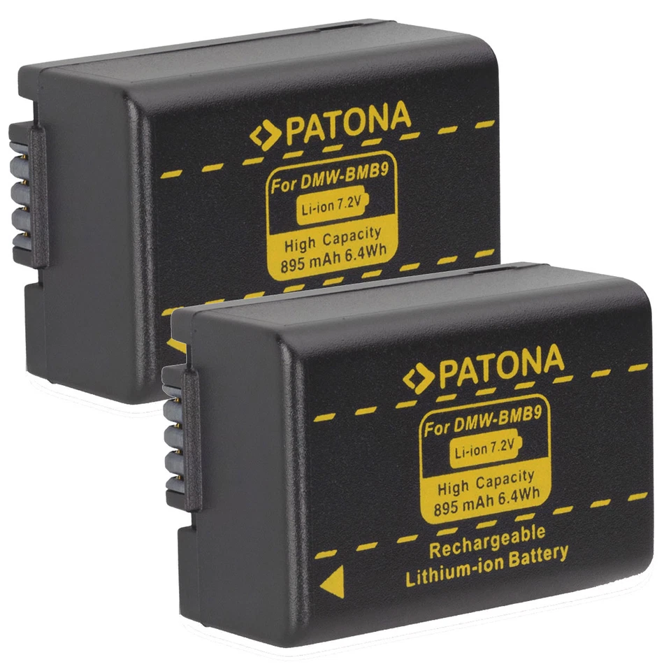 2 x Akku für Panasonic Lumix DC-FZ82D, DC-FZ83, DMC-FZ100, DMC-FZ150 - DMW-BMB9E