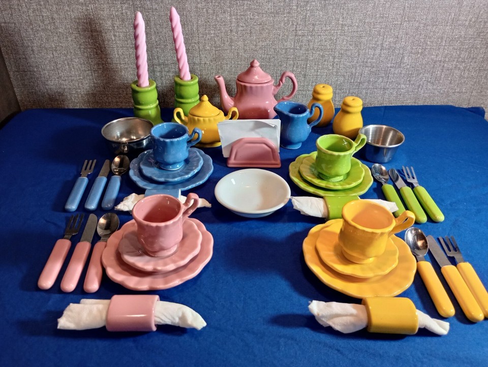 Vintage Frenzy Toys Fiesta Ceramic Child's Dolls Dishes Tea Set eBay