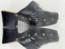 Mudd Vtg 90s Y2K Clogs Womens Size 9 M Chunky Platform Mules Studs Black Leather