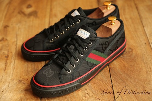 Gucci Ace GG Monogram Black Canvas Shoes Trainers Men's UK 9 US 10 EU 43 - Picture 2 of 12