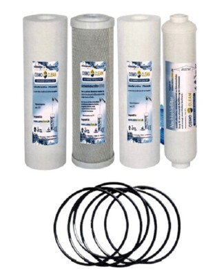 Filterset 5-stufige Osmose z.B 600 / 800 GPD 10 Zoll Osmoclean + Dichtungsringe 