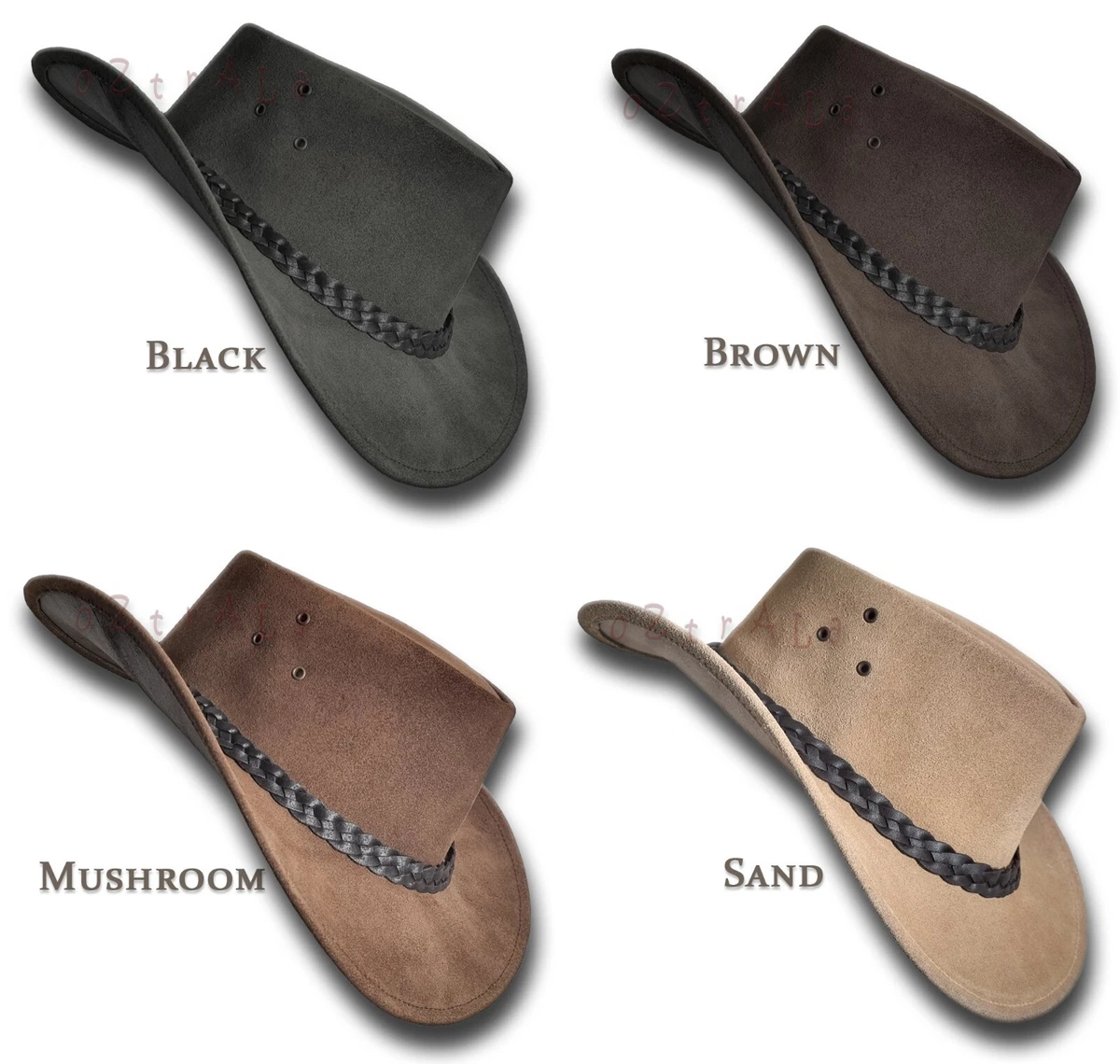 oZtrALa】 AUSTRALIAN Outback Suede LEATHER Hat Cowboy Men Women