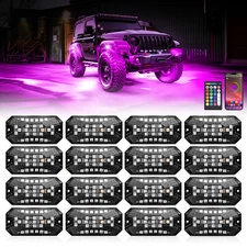 16 Pods RGBW Rock Lights Waterproof Underglow Lights Wheel Well Lights