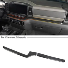 Center Console Co-pilot Cover Trim Bezels For Chevy Silverado 2022+ Black Wood