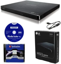 LG BP60NB10 Portable 6X UHD Blu-ray Burner + CyberLink Software + 25GB M-Disc