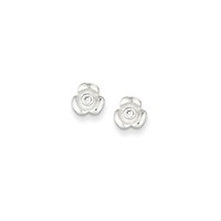 925 Silver White Cubic Zirconia Child's Flower Stud Earrings - 0.8 Grams on sale 925 Silver White Cubic Zirconia Child's Flower Stud Earrings - 0.8 Grams on sale