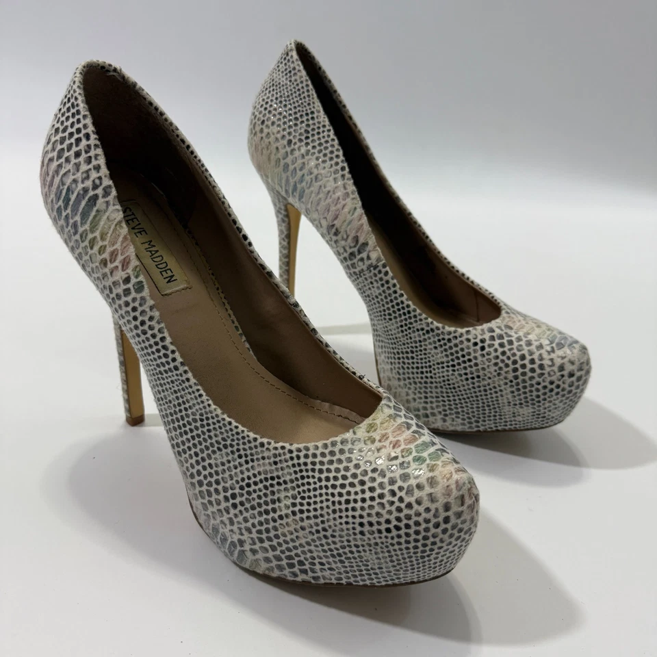 Zapatos de tacón de aguja Steve Madden NALA iridiscente con estampado de piel de serpiente plataforma 10 Foto 4 de 4