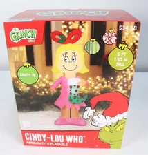 The Grinch Cindy Lou Who Airblown Inflatable 5 ft Tall Lights Up New