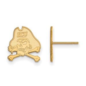 Authentic Gold Plated 925 Silver LogoArt East Carolina Pirate Small Post Earrings