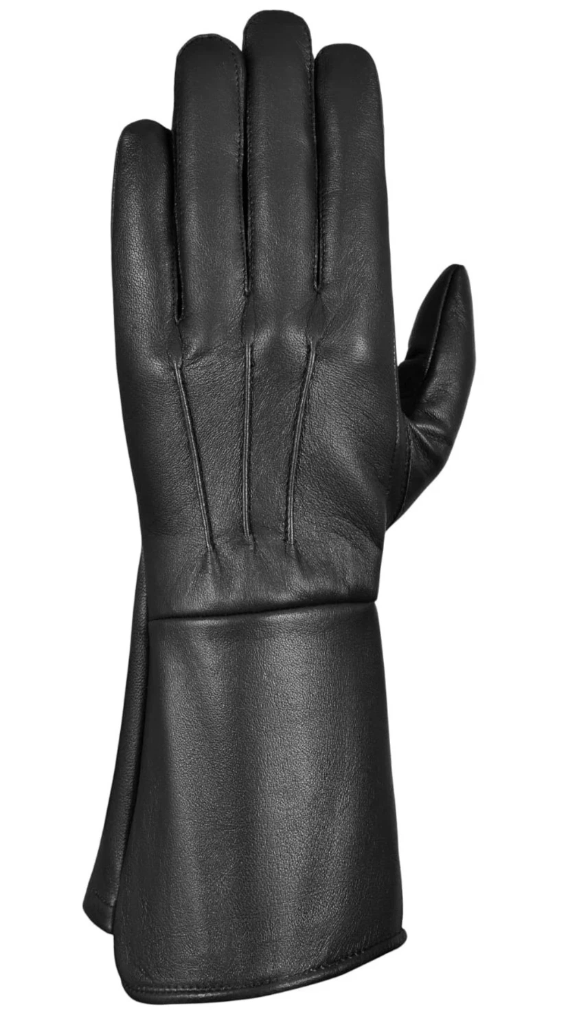 Genuine Leather Medieval Long Cuff Gloves Original Sheep Skin Black Color Sz M