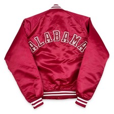 Vintage Alabama Jacket 80s 90s Crimson Tide Satin Bomber Chalk Line M