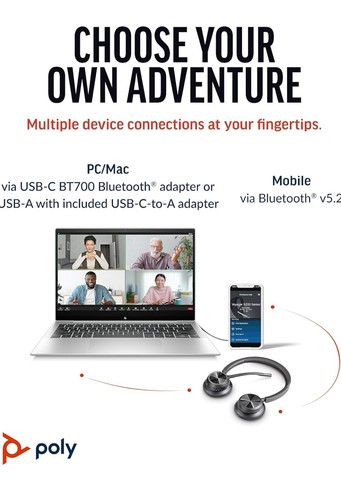 Voyager 4320 UC Wireless Headset (Plantronics) - w/Noise-Canceling Boom Mic - Picture 6 of 12