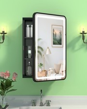 LED Bathroom Medicine Cabinet Mirror, Anti-Fog, Right Hinge, 16x24 Inch
