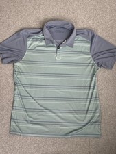 Oakley Golf Polo Shirt Green Hydrolix Striped Regular Fit Center Logo Men  s XL