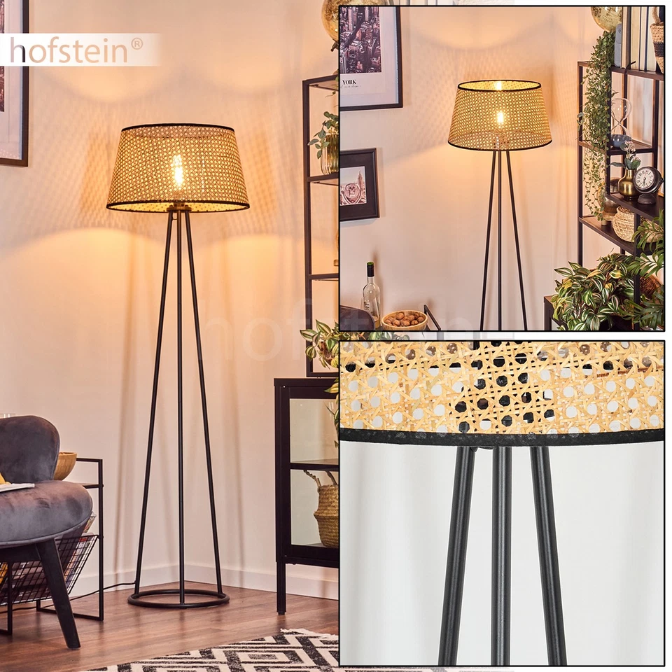 Hofstein Casalina Floor Lamp Metal/Vienna Weave/Rattan in Black/Natural - Image 3 of 4