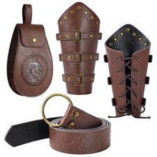 Berenlu 3 PCS Renaissance Accessories, Viking Belt Large, Brown