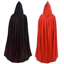 Red Black Reversible Hooded Cloak, 35" Vampire Witch Halloween 35",