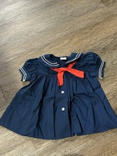 Bryan Brand Vintage Sailor Dress In A Size 3-6mo Navy With Red Now