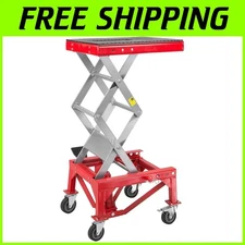 Red Hydraulic Floor Jack: 300 lbs Scissor Lift for Dirt Bike & ATV Maintenance