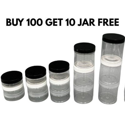 PET Klar Kunststoff Vorratsgläser mit Deckel 50ml-250ml Kaufen Sie 100 Erhalten Sie 10 GRATIS