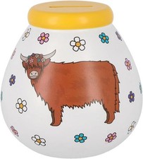 Lovely Highland Cow Coo Daisy Pot of Dreams Money Savings Pot