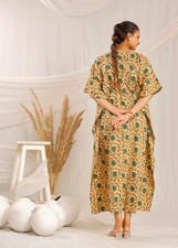 Cotton Block Print Kaftan | Summer Maxi Dress | Beachwear Indian Cotton Kaftan