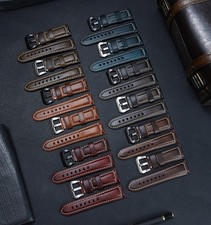 Vintage Oil-wax Genuine Leather Watch Strap mens  Band 20/22/24/26mm for Panerai