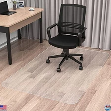 Blvornl 47" x 47" Clear PVC Office Chair Mat - Durable Hardwood Floor Protector