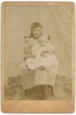 Cabinet Card Circa 1890s Unknown Girl Holding Baby Unmarked