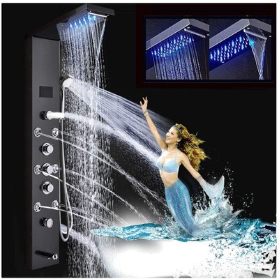 Luxurious LED Shower Panel Tower - 6 Functions Rainfall, Massage Jets & More