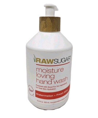 Raw Sugar Moisture Loving Hand Wash, Watermelon & Mint, Vegan, 16.9 FL oz, 500ml
