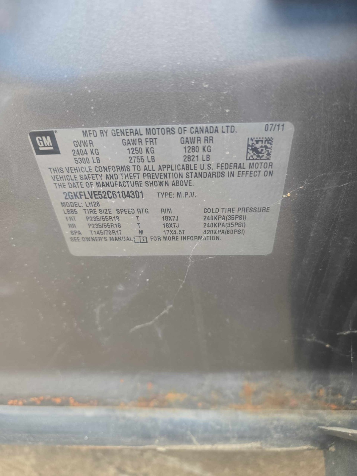 2010-2017 GMC TERRAIN LEFT QUARTER GLASS/WINDOW WITH PRIVACY TINT GLASS ONLY