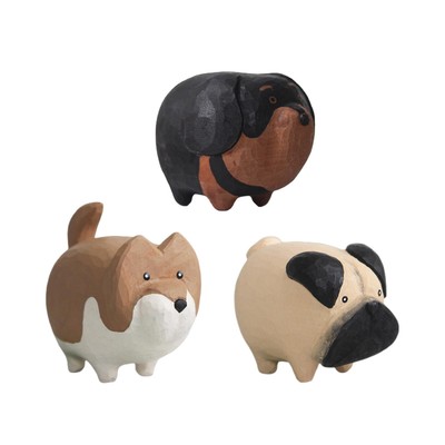 Figurine Chien En Bois Sculpté Main - Statuette Chien Et Humain Adorable Pour Déco Maison Statuette Animal Bois