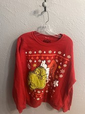 The Grinch Christmas Sweatshirt Red LS Adult Size XL