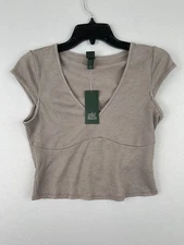 Wild Fable Gray Ribbed Cropped Top Size MEDIUM