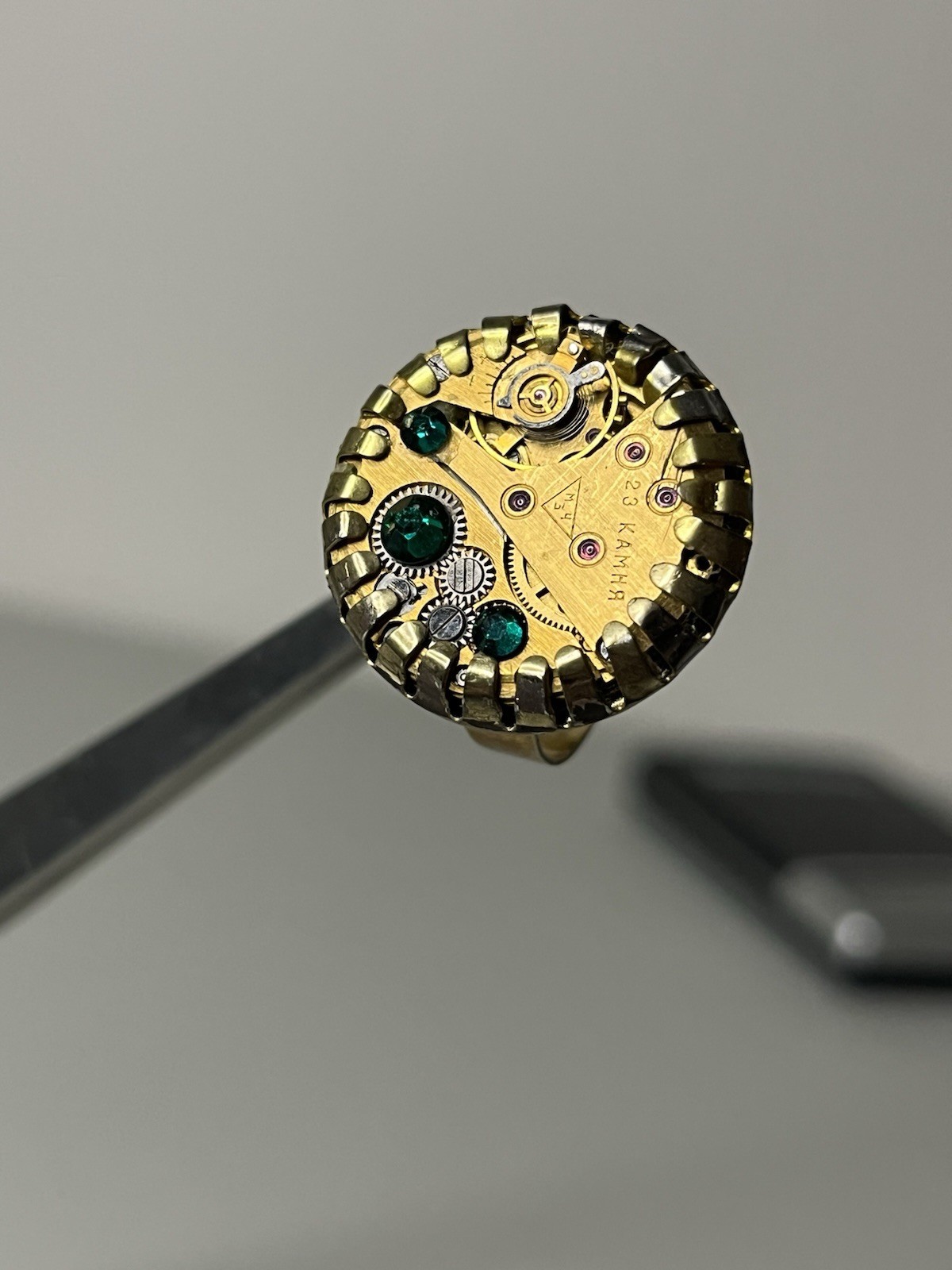 Steampunk Adjustable Ring with Soviet Watch Movem… - image 6