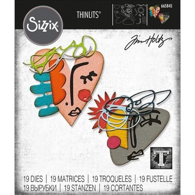 Sizzix Tim Holtz Thinlits Die Set Abstrakte Gesichter 19pcs