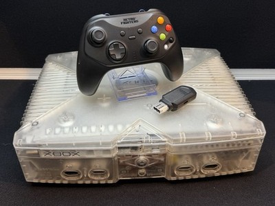 Xbox Original Konsole - Crystal/Translucent + Wireless Pad (v0.38)