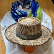 Womens Straw Hat MONTECRISTI CUSTOM HAT WORKS Western Wide Brim 6 7/8